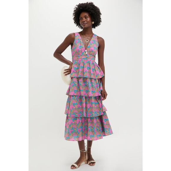 HYACINTH HOUSE Brilliant Pink Floral Bonnie Midi Dress Size XL NWT - Picture 7 of 8